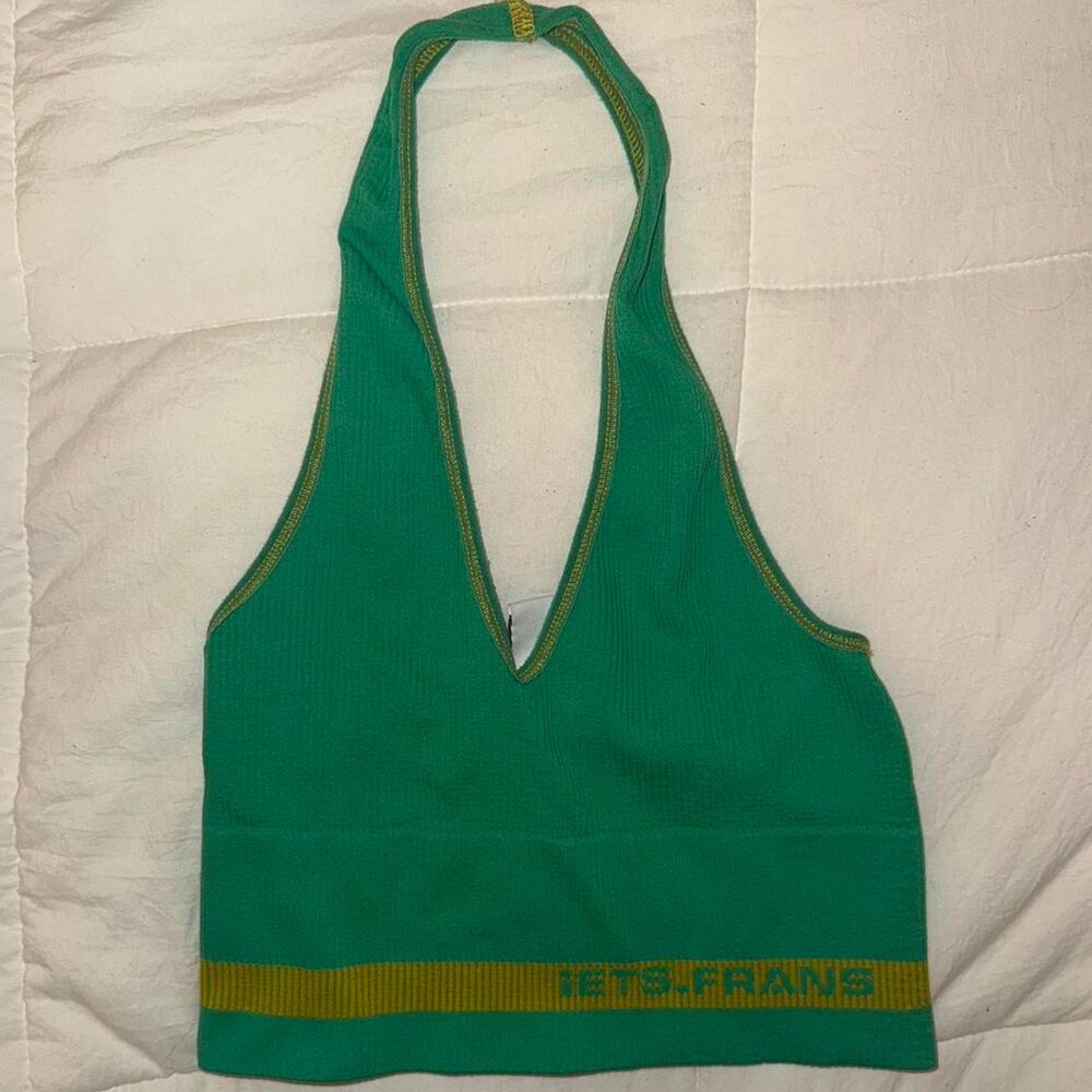Iets-frans Women's Green and Yellow Crop-top